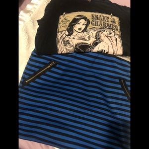 Vintage Style Stripe Mini Skirt Xl